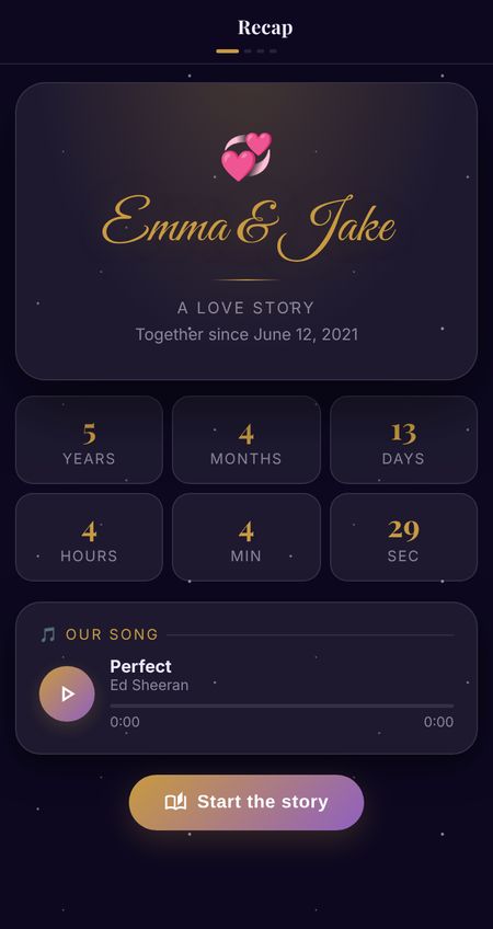 Interactive Recap digital love card design example