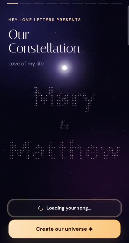 Our Constellation digital love card design example